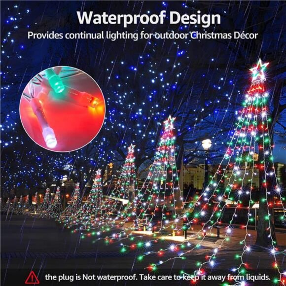 344 LED Christmas Star String Lights with 9 Strands 11.9ft Waterfall Tree Lights - Picture 4 of 7
